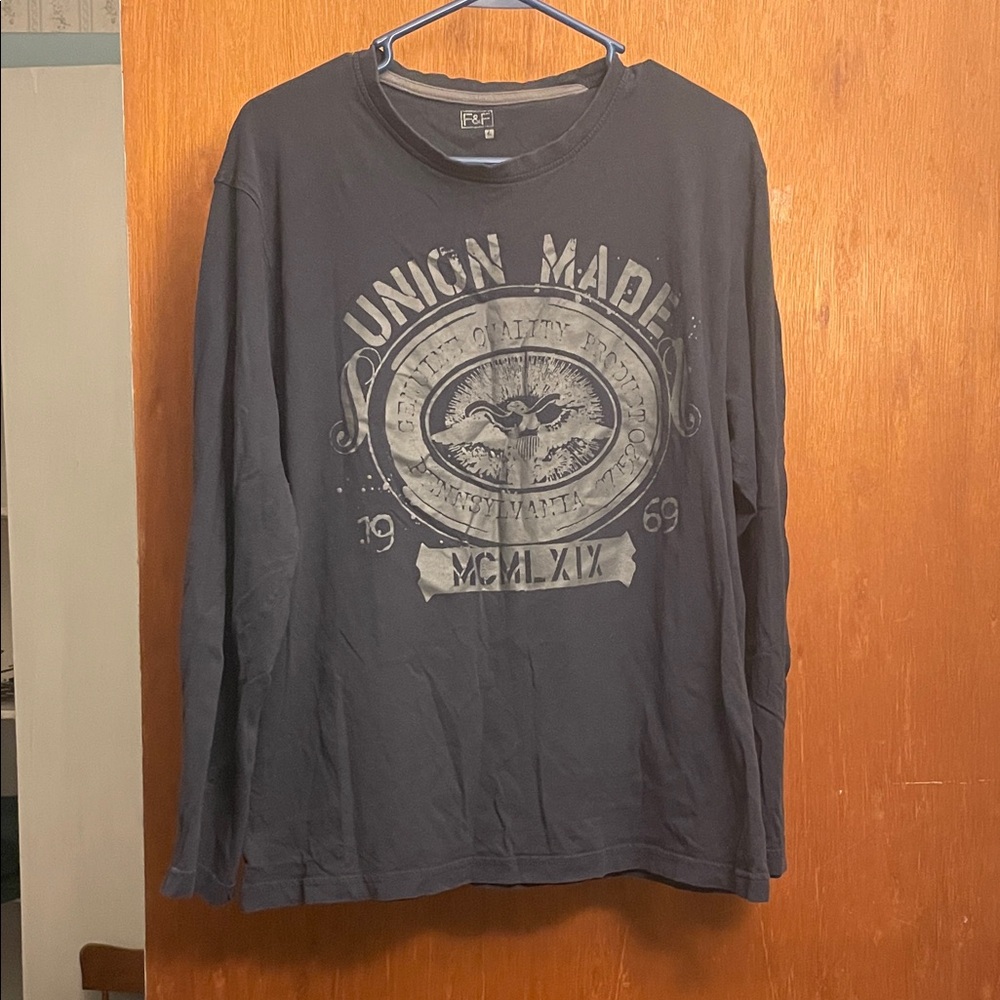 F&F Union Made Graphic Long Sleeve Tee - Dark Gray